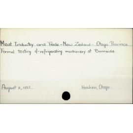 Meat Industry and Trade - New Zealand - Otago Province