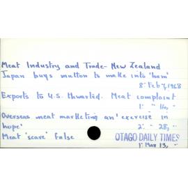 Meat Industry and Trade - New Zealand 