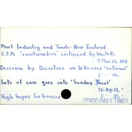 Meat Industry and Trade - New Zealand - 