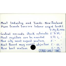 Meat Industry and Trade - New Zealand
