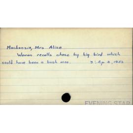 Mackenzie, Mrs Alice
