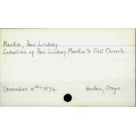 MacKie, Rev Lindsay