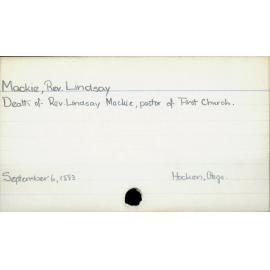 Mackie, Rev Lindsay