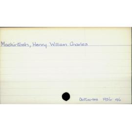 Mackintosh, Henry Williams Charles