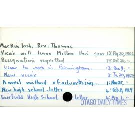 Mackintosh, Rev Thomas