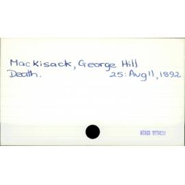 MacKisack, George Hill