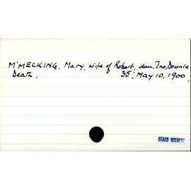 McMeeking, Mary, wife of Robert, dau. Jno, Downie