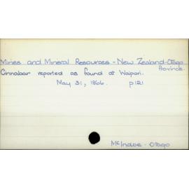 Mines and Mineral Resources - New Zealand - Otago Province