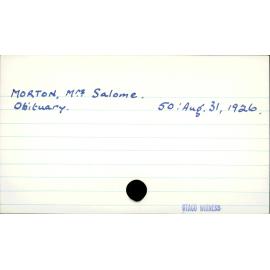 MORTON, Mrs Salome