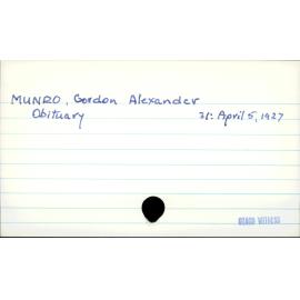 MUNRO, Gordon Alexander