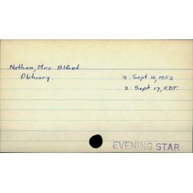 Nathan, Mrs Alfred
