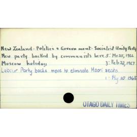 New Zealand - Politics and Government - Socialist Unity Party