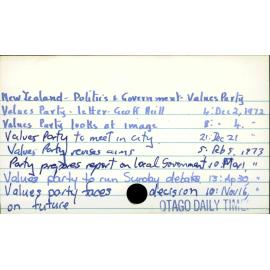 New Zealand - Politics and Government - Values Party
