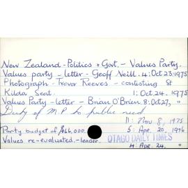 New Zealand - Politics & Govt. - Values Party
