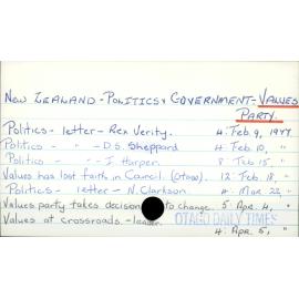 New Zealand - Politics and Government - Values Party