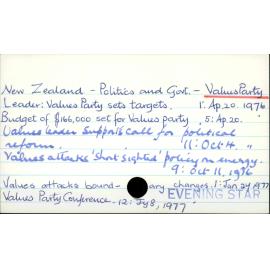 New Zealand - Politics and Government - Values Party