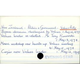 New Zealand - Politics and Government - Values Party