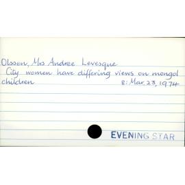 Olssen, Mrs Andree Levesque