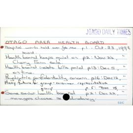 OTAGO AREA HEALTH BOARD