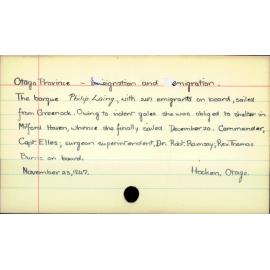 Otago Province Immigration and Emigration