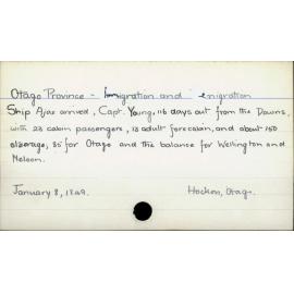 Otago Province - Immigration and Emigration