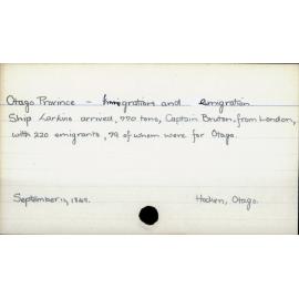 Otago Province - Immigration and Emigration