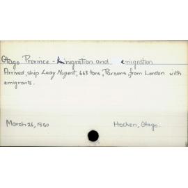 Otago Province - Immigration and Emigration