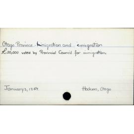 Otago Province - Immigration and emigration