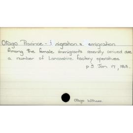 Otago Province - Immigration and Emigration