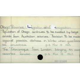 Otago Province - Immigration and emigration