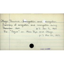 Otago Province - Immigration and emigration