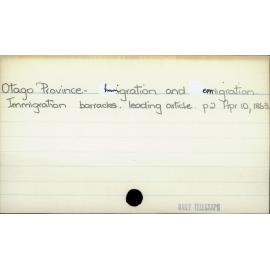 Otago Province - Immigration and emigration