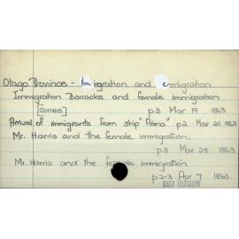 Otago Province - Immigration and emigration