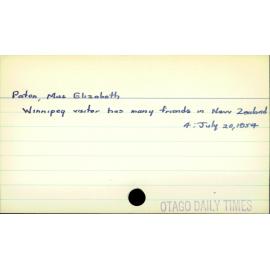 Paton, Miss Elizabeth