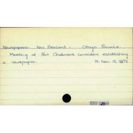 Newspapers - New Zealand - Otago Province 