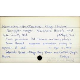 Newspapers - New Zealand  - Otago Province 