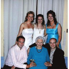 Peggy (Margaret) Thomas and grandchildren at Jacqueline St John and Alex Charles wedding