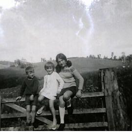 Sue, Judy and Peter Langston at The old George Farm in the Catlins.