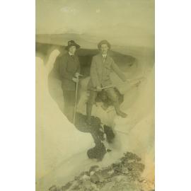 Dorothy Theomin and companion at Tasman Glacier