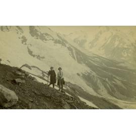 Dorothy Theomin and companion at the Haast Ridge Bivouac 