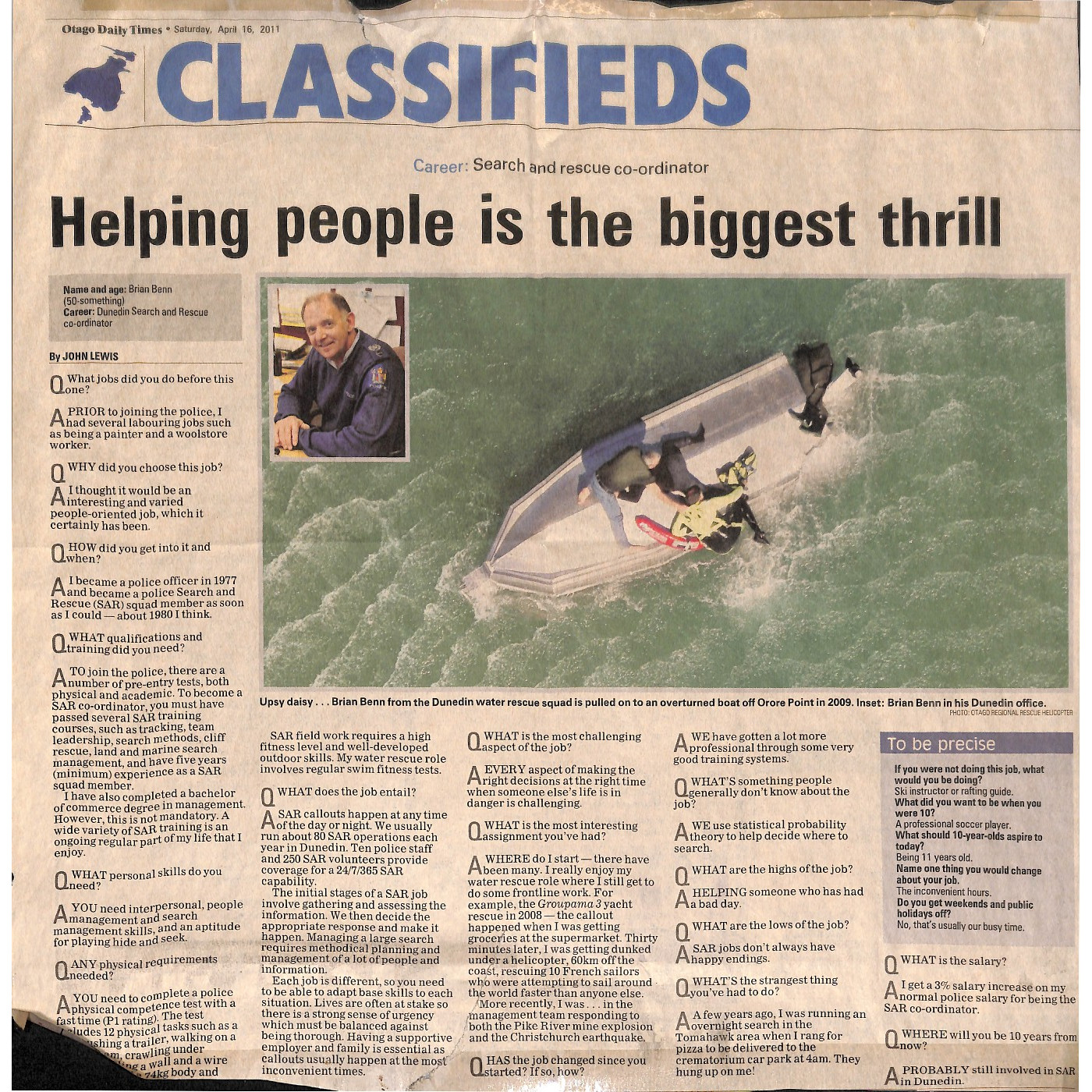 Brian Benn's newspaper articles that lined the Dunedin LandSAR HQ 