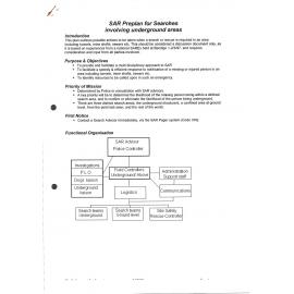 SAR preplan for searchers involving underground areas