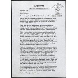 Country of Origin/Carbon Footprints of our produce and products