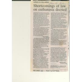 Shortcomings of law on euthanasia decried