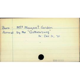 Burn, Mrs Margaret Gordon