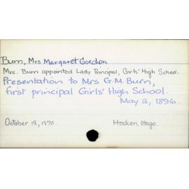 Burn, Mrs Margaret Gordon