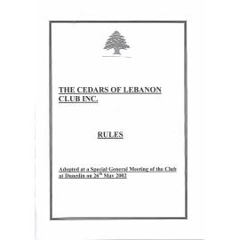 The Cedars of Lebanon Club Dunedin Rules 