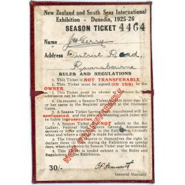 New Zealand and South Seas Exhibition Season Ticket