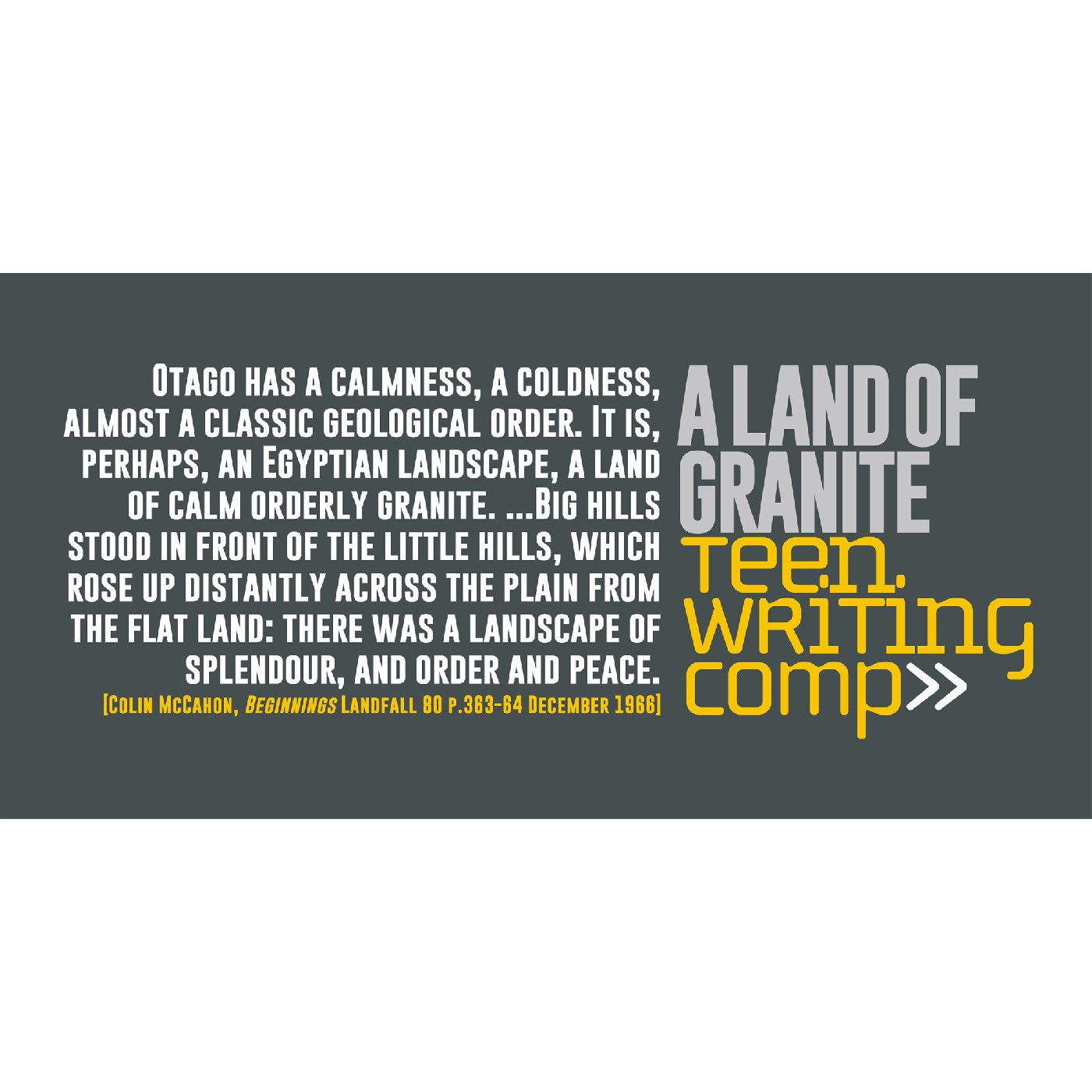 A Land of Granite: Teen Writing Competition