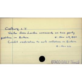 Cadbury, L. J.